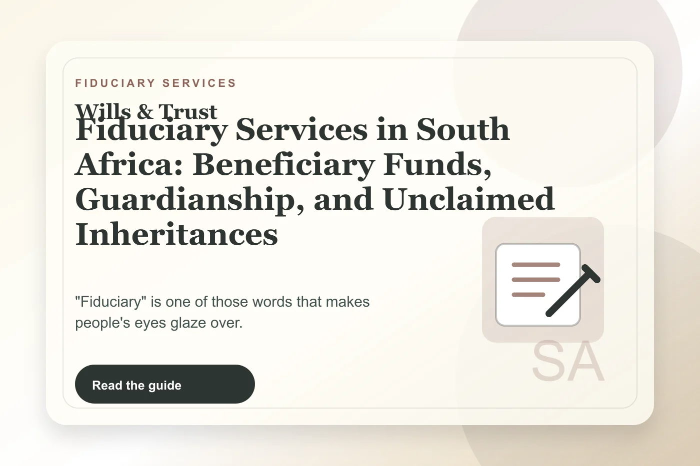 Fiduciary Services in South Africa: Beneficiary Funds, Guardianship, and Unclaimed Inheritances cover illustration