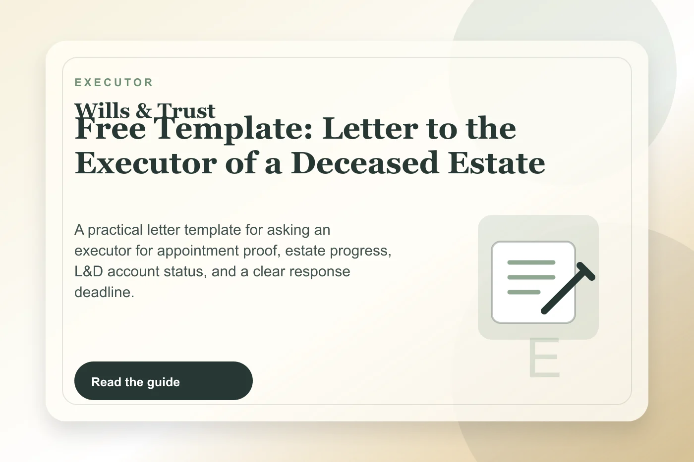 Free Template: Letter to the Executor of a Deceased Estate cover illustration