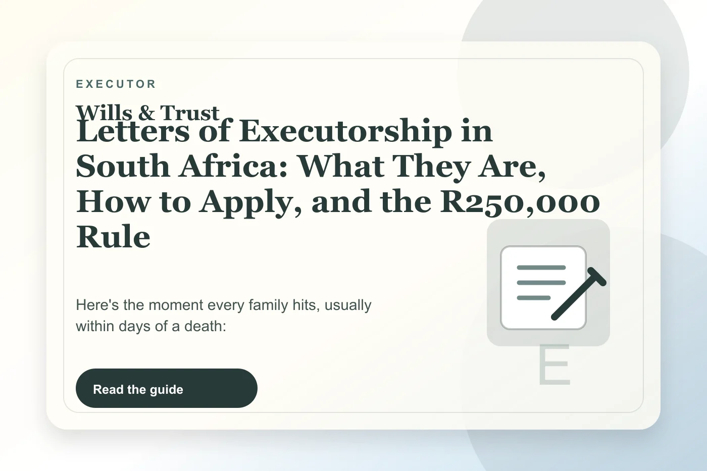 Letters of Executorship in South Africa: What They Are, How to Apply, and the R250,000 Rule cover illustration