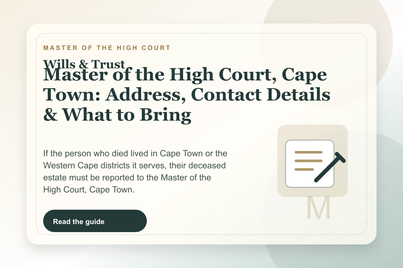 Master of the High Court, Cape Town: Address, Contact Details & What to Bring cover illustration