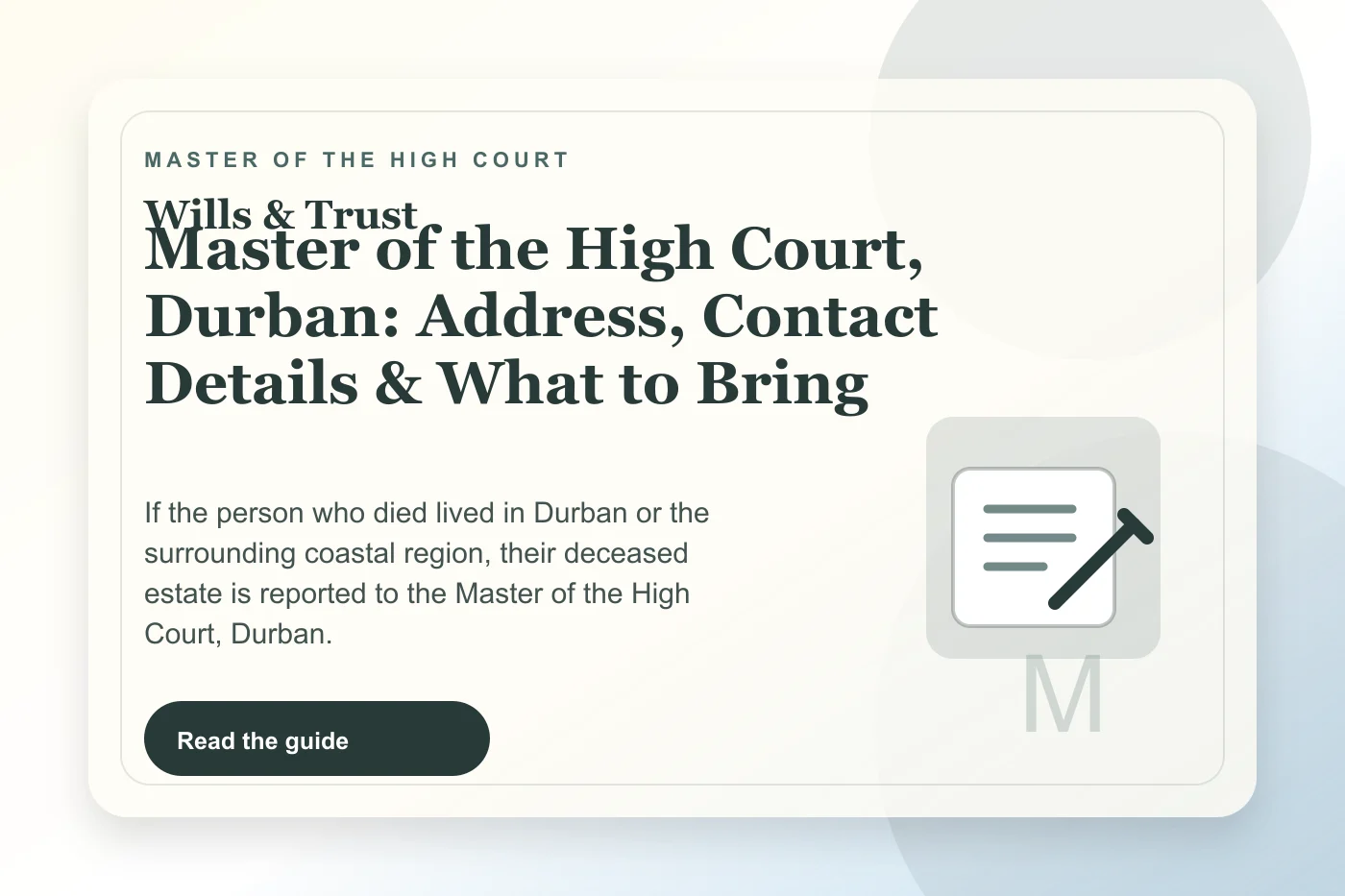 Master of the High Court, Durban: Address, Contact Details & What to Bring cover illustration