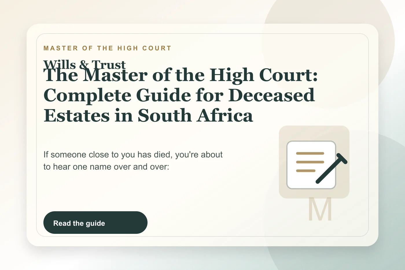 The Master of the High Court: Complete Guide for Deceased Estates in South Africa cover illustration