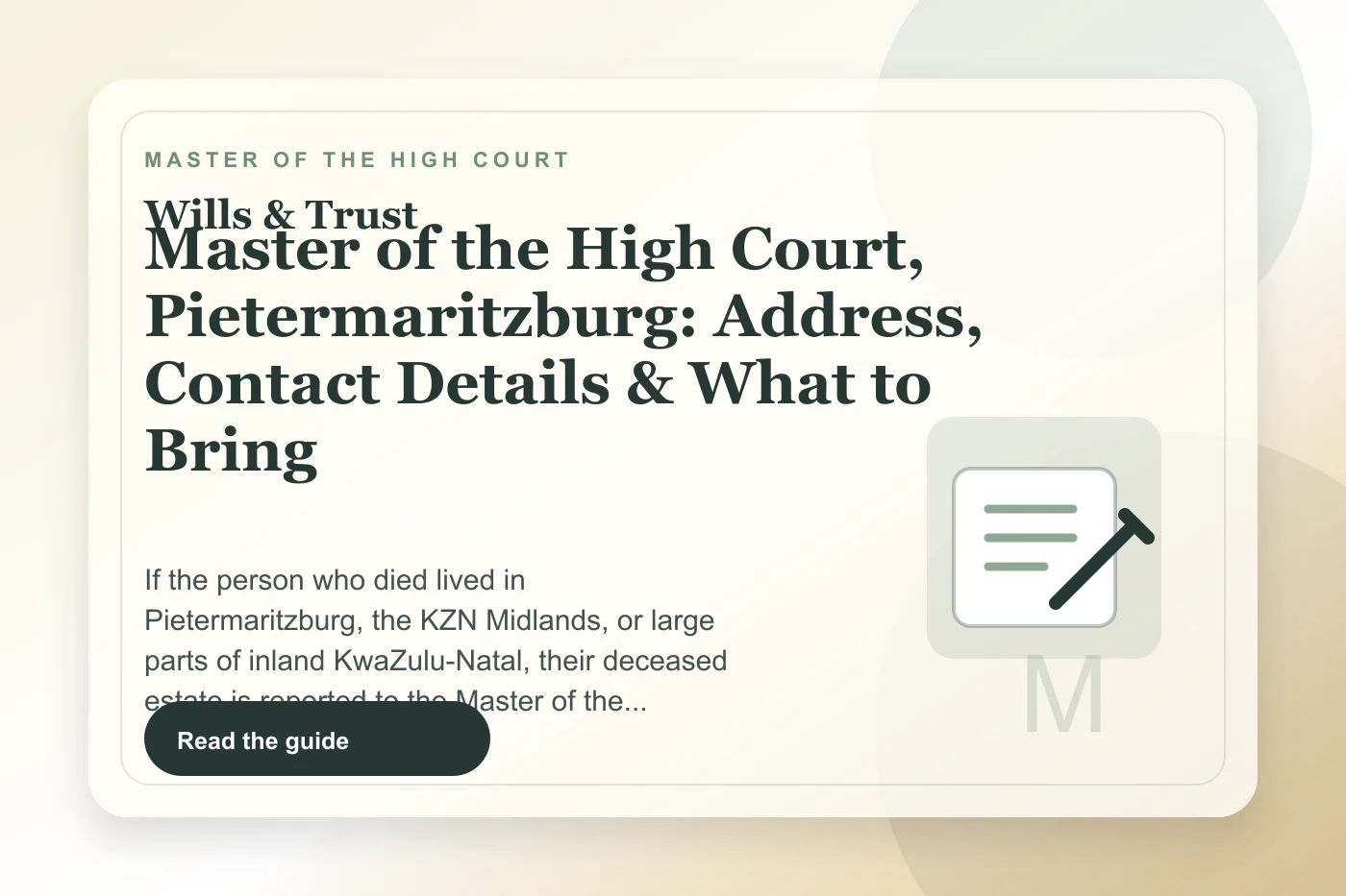 Master of the High Court, Pietermaritzburg: Address, Contact Details & What to Bring cover illustration