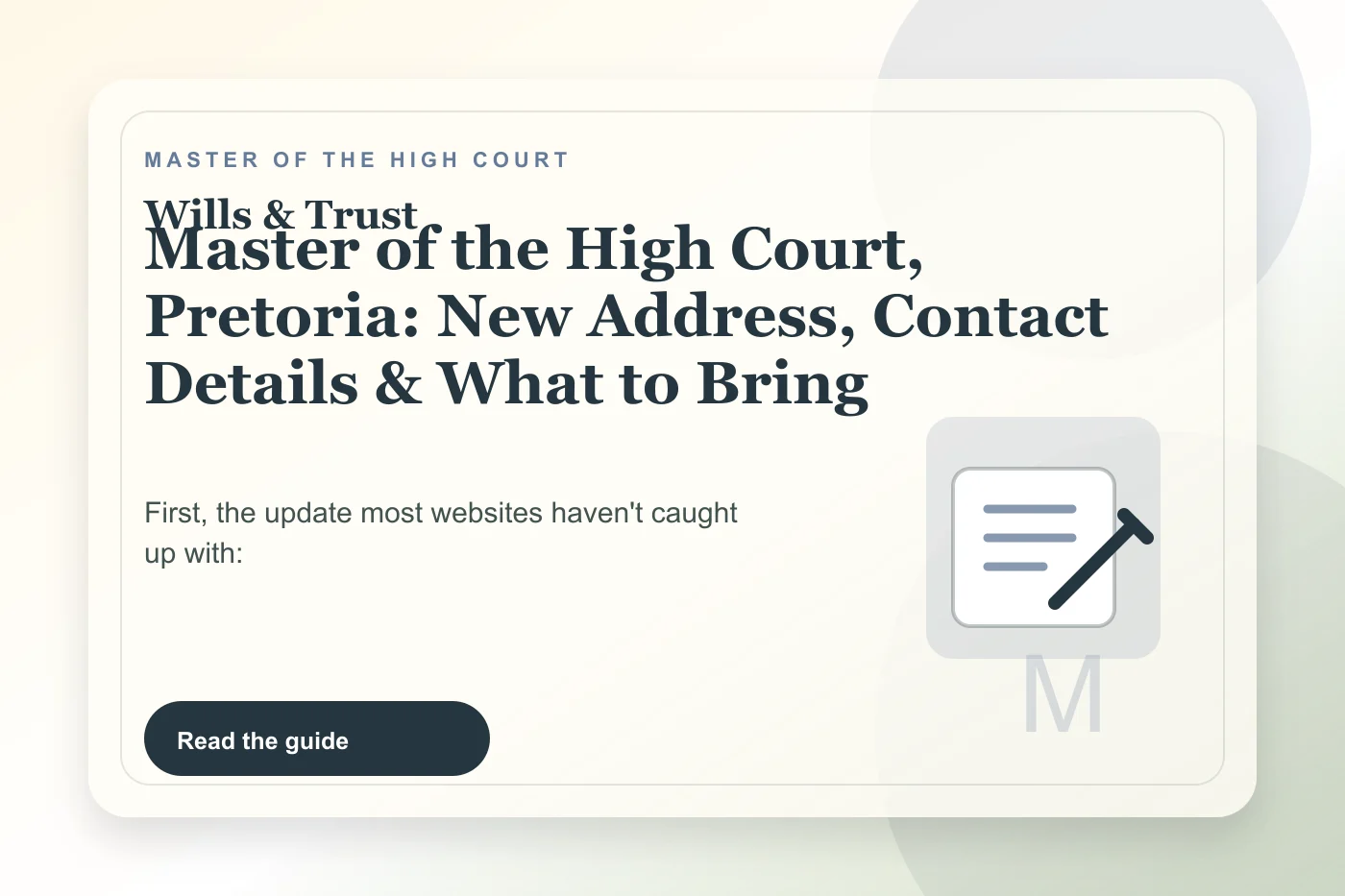 Master of the High Court, Pretoria: New Address, Contact Details & What to Bring cover illustration